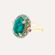 Nanis Gold, Sapphire, Amethyst, Green Labradorite and Rock Crystal Double Face Ring (Large)