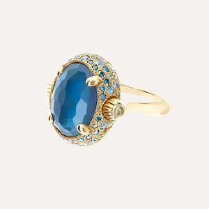 Nanis London Blue Topaz and Blue Diamond Double Face Ring (Large)