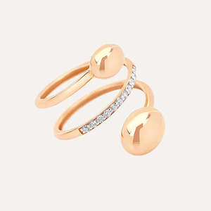 Elite: Nanis Elite Rose Gold and Diamonds Spiral Ring
