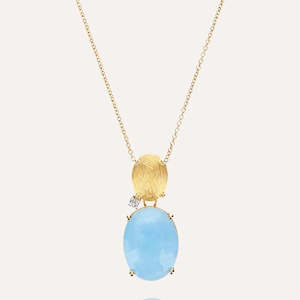 Nanis Ipanema Aquamarine and Gold Pendant with Diamond Detail