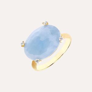 Nanis Ipanema Aquamarine Gold Ring with Diamond Detail