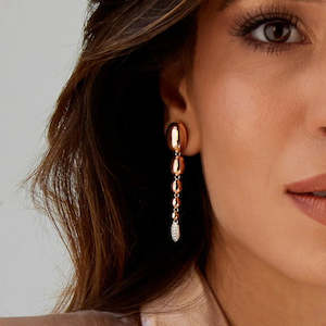 Nanis Ivy Rose Gold Boules and Diamonds Pendant Dangle Earrings