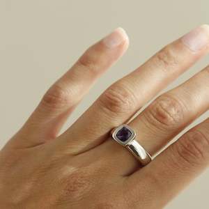 Tirisi Square Amethyst Ring in White Gold