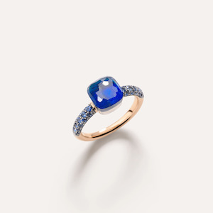 Sapphire Rings: Pomellato Nudo Petit Ring 18k Gold London Blue Topaz and Lapis Lazuli with Blue Sapphires