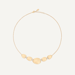 Marco Bicego Necklaces: Marco Bicego Lunaria 18k Gold 5 Leaf Necklace with Diamond Detail
