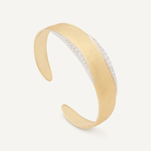 Marco Bicego Bracelets: Marco Bicego Lunaria Gold Bangle with Diamond Detail (Medium)