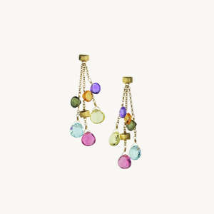 Marco Bicego Earrings: Paradise Three Strand Gemstone 18k Gold Drop Earrings