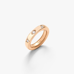 Gold Rings: Pomellato Iconica Slim Ring in 18k Rose Gold with Diamonds (Extra Slim)