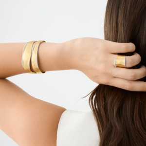 Marco Bicego Lunaria Gold Double Bangle with Diamond Detail