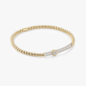 Al Coro Stretchy Bracelet in 18k Gold with Diamond Moving Disc Detail
