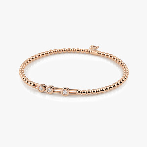 Al Coro Stretchy Bracelet in 18k Rose Gold 3 Sliding Diamonds