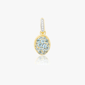 Pendants With Chain: Nanis Boules 18k Gold Pendant with Blue Topaz and Diamonds (Small)