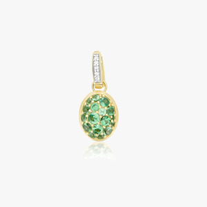 Pendants With Chain: Nanis Boules 18k Gold Pendant with Green Tsavorites and Diamonds (Small)