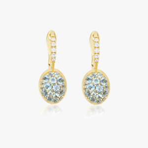 Nanis Boules 18k Gold Earrings with Blue Topaz and Diamonds (Small)