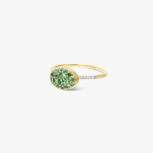 Gold Rings: Nanis Boules 18k Gold Ring with Green Tsavorite and Diamonds (Small)