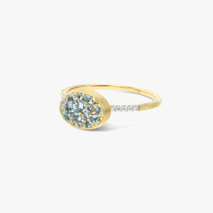 Nanis Boules 18k Gold Ring with Blue Topaz and Diamonds (Small)