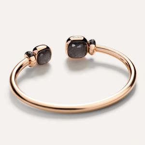 Pomellato Nudo Bangle in 18k Gold with Black Diamonds, Obsidian