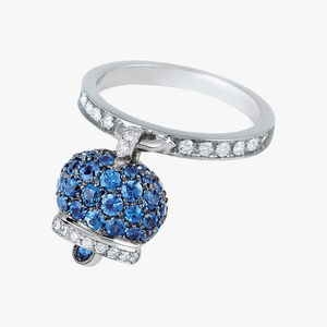 Gold Rings: Chantecler Campanella Bell Ring White Gold, Blue Sapphires & Diamonds