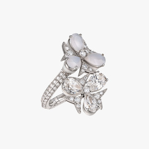 Chantecler Caleidoscopio Contarie Ring in 18kt White Gold with Diamonds & Milky Agate