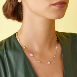 Marco Bicego Siviglia 18k Gold Extra Small Bead Necklace with Diamond Detail