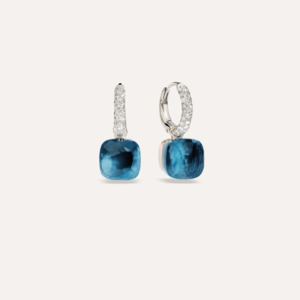 Pomellato Nudo Earrings 18k Gold with London Blue Topaz and Diamonds