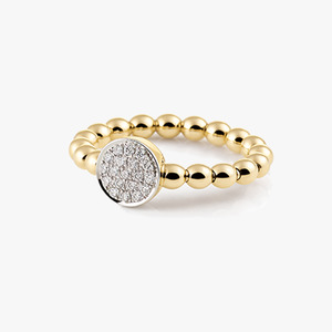 Al Coro Palladio Stretchy Ring with Diamond Disc in 18k Gold