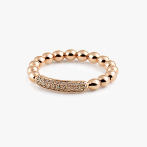Al Coro Stretchy Ring with Brown Diamonds in 18k Rose Gold
