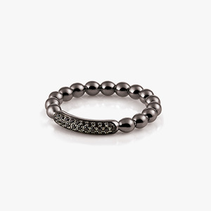 Al Coro Stretchy Ring in Black with Black Diamonds