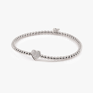 Al Coro Stretchy Heart Bracelet in 18kt White Gold & Diamonds