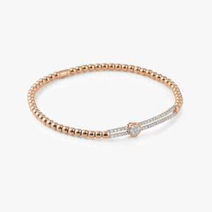 Al Coro Stretchy Bracelet in 18kt Rose Gold with Diamond Moving Disc