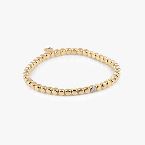 Al Coro Square Stretchy Bracelet in 18kt Yellow Gold with Medium Cubes & Diamond Detail