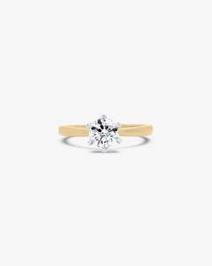 Ponte Six Claw Solitaire Diamond Engagement Ring in Yellow Gold