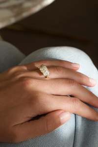 Loggia Three Stone Radiant Cut Diamond Engagement Ring