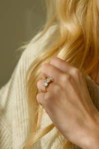 Trittico Three Stone Oval Diamond Engagement Ring