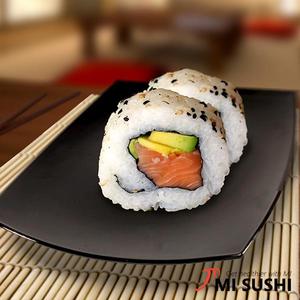 Asian Style Food: Fresh Salmon California Finger Roll Sushi 1pc