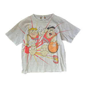 VAULT 🏦 Vtg Hanna-Barbera Flintstones Fred and Barney Bedrock Bombers AOP (90s) (Sz 6/7)
