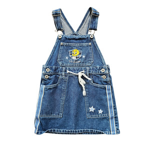 90s: Vtg Looney Tunes Tweety Team Looney Denim Pinny Dress (sz 6) (1997)