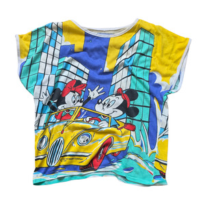 Mickey Mouse Friends: Vintage Disney Mickey & Minnie in Car AOP T-Shirt (Sz 6-8) (80s)