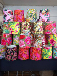 Products: Large floral tapered drum shade oscuro