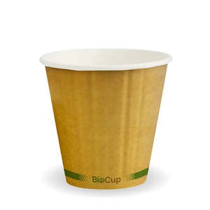 Cups Lids: BioCup Kraft Green Stripe Double Wall BioCup 295ml / 8oz (90mm)