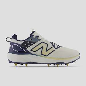 New Balance: New Balance FuelCell CK10V6 Spike Cricket Shoe - White/Navy/Gold