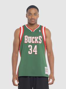 Mitchell Ness: Mitchell and Ness Milwaukee Bucks 13-14 Road Swingman Jersey - Giannis Antetokounmpo