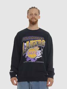 Mitchell & Ness LA Lakers Brush Off 2.0 Crew - Black