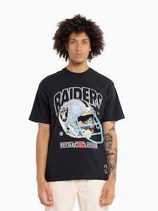 Nfl: Mitchell & Ness Los Angeles Raiders Vintage Helmet Tee - Faded Black