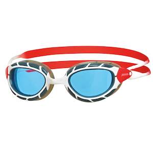 Swimming: Zoggs Predator Goggles (Smaller Profile Fit) - White/Red/Tint Blue