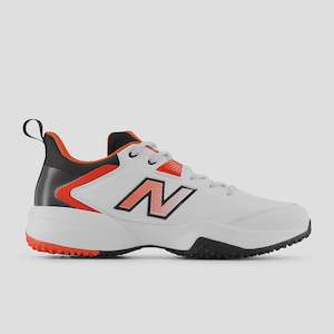 New Balance: New Balance CK4020v6 Cricket Shoe - White/Neo Flame/Black