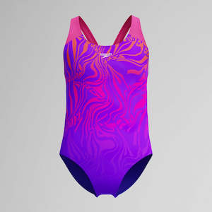 Swimming: Speedo Girls Digital Placement Splashback - Indigo Glow
