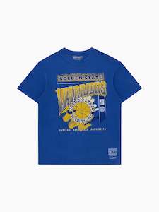 Mitchell & Ness Mens Golden State Warriors Brush Off 2.0 Tee - Warriors Blue