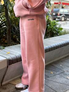 Arby Opal: Arby & Opal Staple Puff Straight Leg Jogger - Candy Pink/Navy