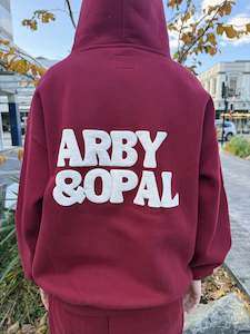Arby & Opal Unisex Staple Puff Hoodie - Merlot/Cream
